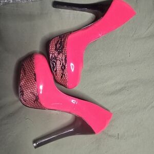 Elegant Pink and Black High Heels